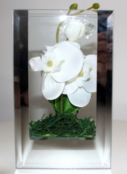 Moderne Designer Vase aus geschliffenem Glas inkl. Orchidee 11x18 cm von Formano