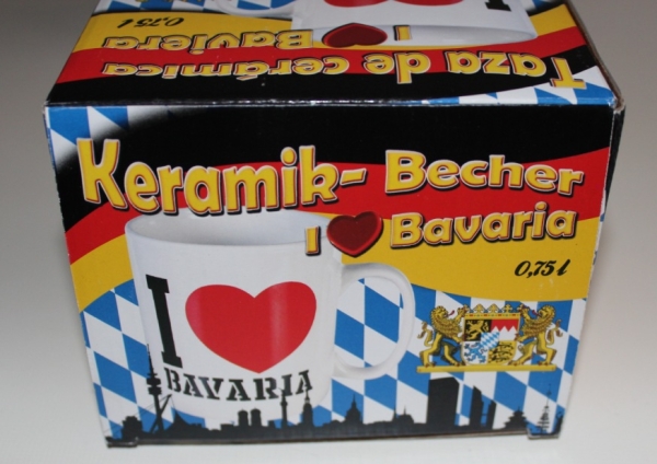 I LOVE BAVARIA The XXL ceramic coffee-mug (0,75l) for Bavarian fans