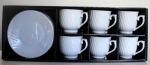 Espresso cup set 12part white-corrugated 80ml (6 cups - 6 coasters) in transp. Gift wrapping